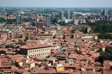 Fototapeta na wymiar Bologna view from Asinelli Tower on a sunny day, Italy