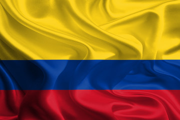 Waving Fabric Flag of Colombia