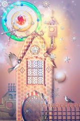 Old fashioned village with palace and castle series © Rosario Rizzo
