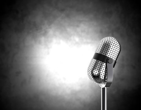 Microphone on black and white