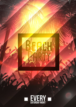 Summer Beach Party Poster - Vector Illustration