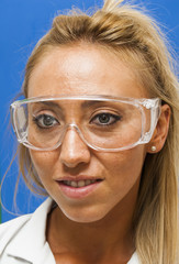 Beautiful woman doctor with special glasses