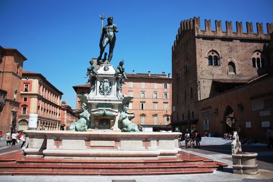 Fountain of Neptune at Piazza del Nettuno a fountain in the center of Bologna