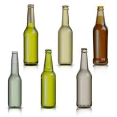 Set of bottle of beer  isolated on white background