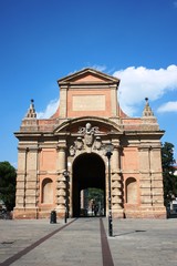 Porta Galliera under blue sky in Bologna, Italy 