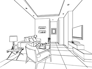 outline sketch of a interior