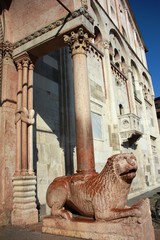 Lion at Entrance to the Cathedral in Modena, Italy
