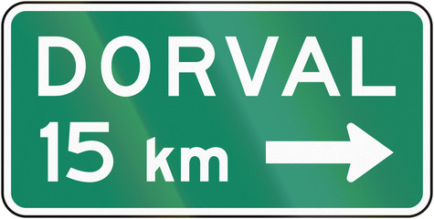 Guide and information road sign in Quebec, Canada - Direction sign to dorval