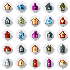Colorful different houses icons for use in graphic design, set o