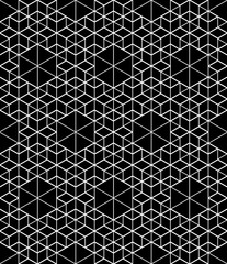 Monochrome illusive abstract geometric seamless pattern with cub