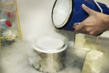 person with liquid nitrogen