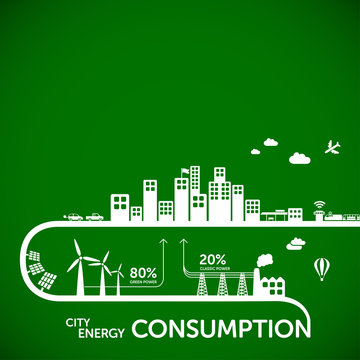 Ecology infographics - city energy consumption