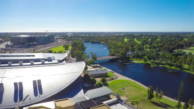 Panning timelapse video of riverbank area in Adelaide, Australia