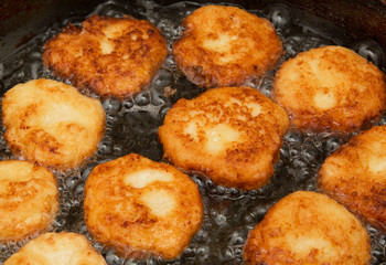 cheese pancakes fried in oil