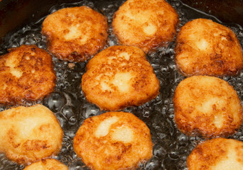 cheese pancakes fried in oil
