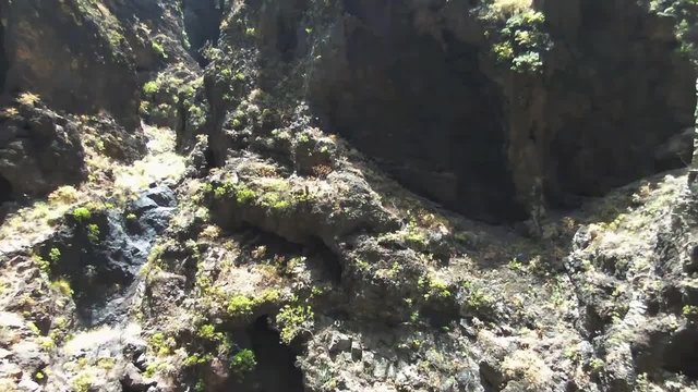 Aerial footage of Masca Canyon famous landmarck in Tenerife, Canary island, Spain.