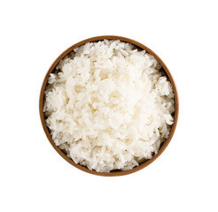 Rice in a bowl on white background