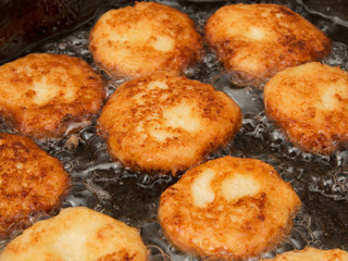cheese pancakes fried in oil