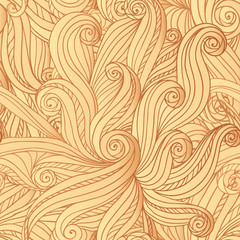 Abstract vector seamless hand-drawn hair pattern