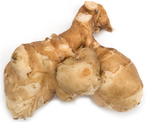 Jerusalem artichoke on a white background