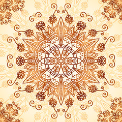 Ornate vintage circle pattern in mehndi style