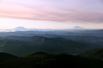 Mt St. Helens and Mt Adams Aerial View