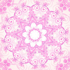 Pink ornate vector lacy seamless pattern