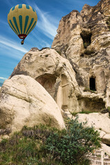Fototapeta na wymiar Balloons flying over Cappadocia, Goreme, Turkey,