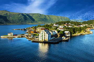 Alesund - sea view on island in Norwegian fjords, Norway.