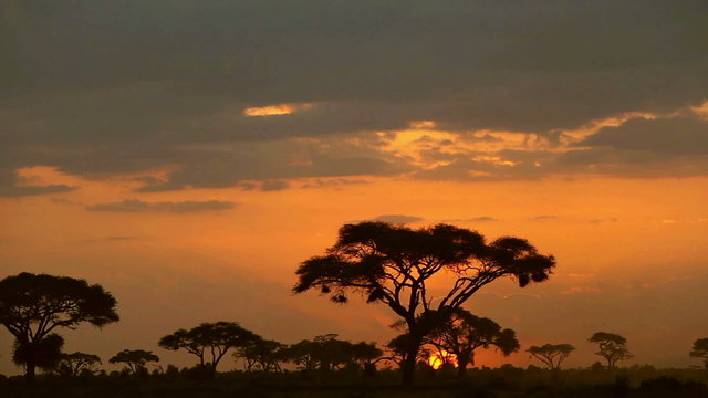 Timelapse Sunset in Amboseli Park, Kenya
