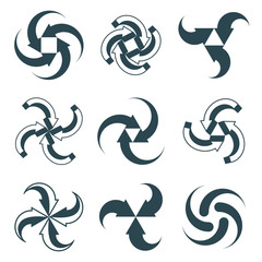 Looping arrows vector abstract symbol collection, single color c