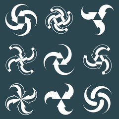 Fototapeta premium Looping arrows vector abstract symbol collection, single color c