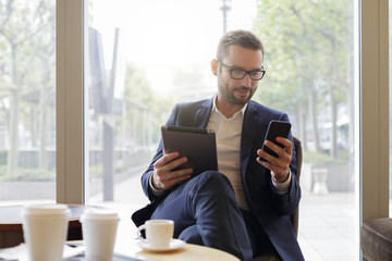 Businessman having a coffee break