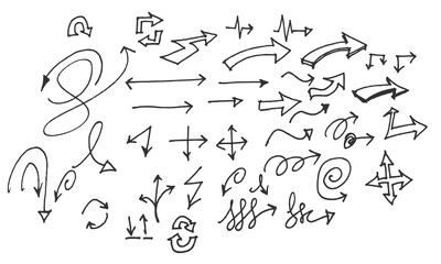 Vector hand drawn arrows set isolated on white