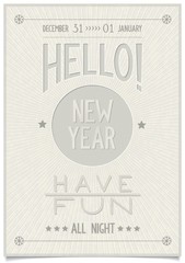Vintage style poster with lettering design and New year greetings