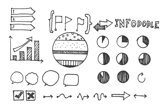 set of info chart doodle