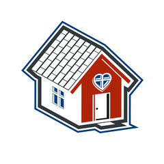 Family house abstract icon, harmony at home concept. Simple buil