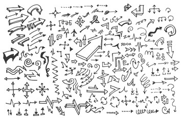 Obraz premium Vector hand drawn arrows set isolated on white