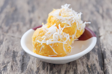 Close up Toddy palm cake with candle