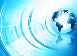 Best Internet Concept of global business. Globe and glowing lines on technological background. Electronics, Wi-Fi, rays, symbols of the Internet, television, mobile and satellite communications