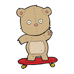 cartoon teddy bear on skateboard