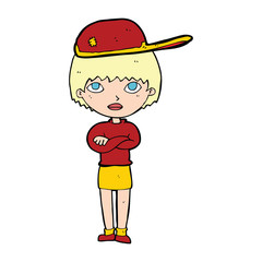 cartoon woman wearing cap