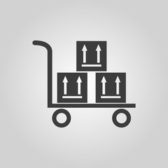 The warehouse trolley with boxes icon. Delivery and logistic, shipping, transportation symbol. Flat