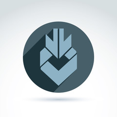 Geometric abstract symbol with arrow, vector graphic design elem