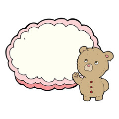 cartoon teddy bear with text space cloud