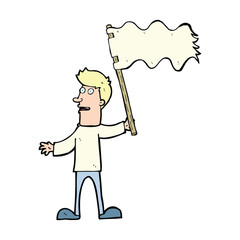 cartoon man waving white flag