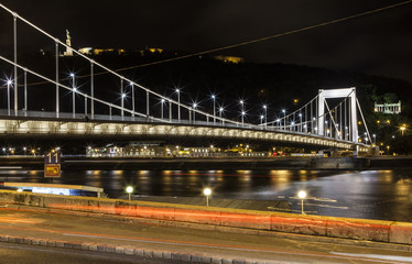 Fototapeta na wymiar Elisabeth Bridge with the Citadel and Liberty Statue in Budapest
