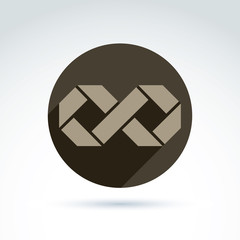 Vector brown ribbon shaped in an infinity symbol, illustration o