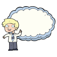 cartoon school boy with idea