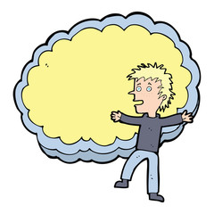 cartoon man with text space cloud